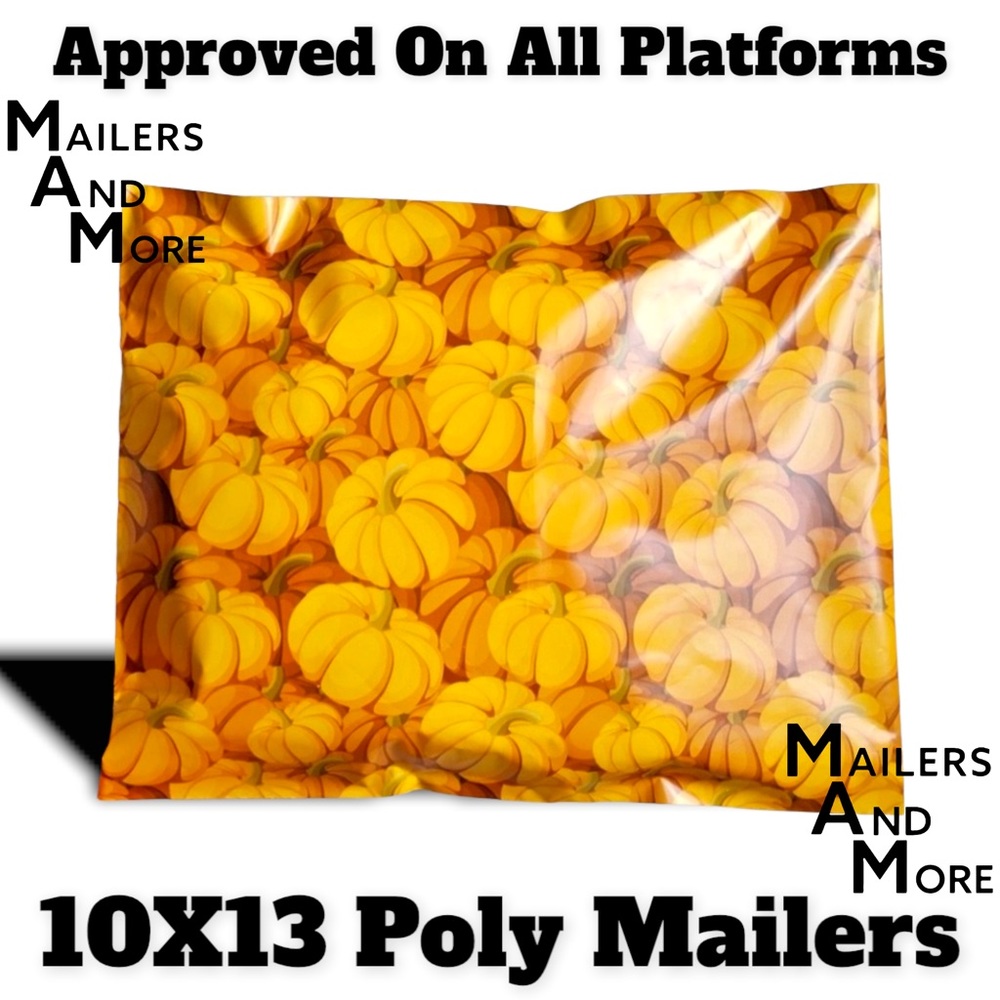 25 10X13 Poly Mailers Pumpkin, Shipping Envelopes Bags PRICE IS FIRM Fall - Picture 11 of 11